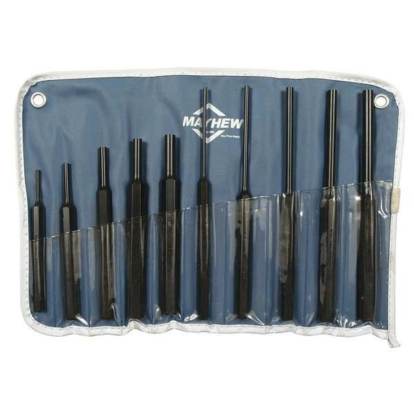 Mayhew Drive Pin Punch Set,10 Pieces,Steel 61511