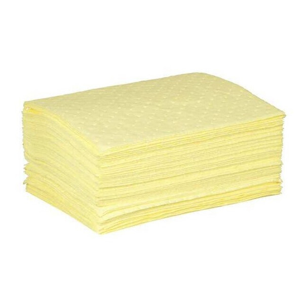 Condor Sorbent Pad, 11 gal, 15 in x 19 in, Harsh Chemicals, Yellow, 50 PK 35ZP95