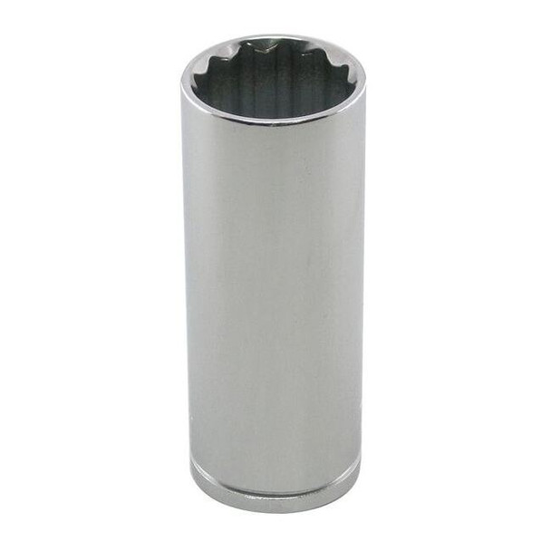 WESTWARD 1/2 in Drive, 21mm Metric Socket, 12 Points,  Steel, Chrome, 21 mm