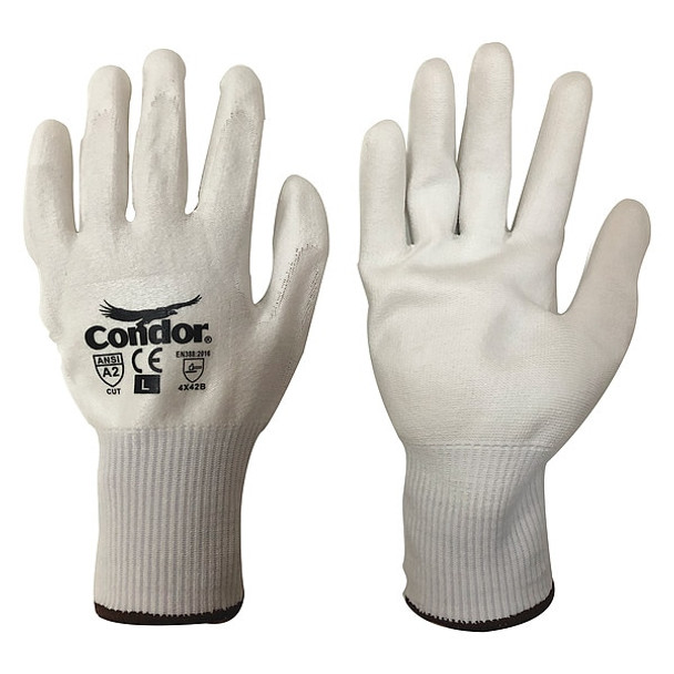 Cut-Resistant Coated Gloves, Cut Level A2 ,Dipped ,Polyurethane ,Smooth ,L 1 PR