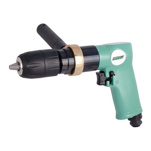 Speedaire Air-Powered Drill, 1/4 in, NPT, Keyless 21AA75