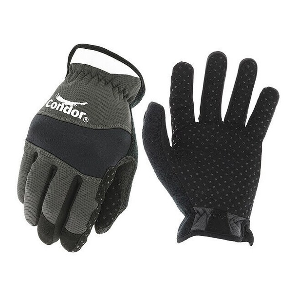 Condor Mechanics Gloves, Synthetic Leather Palm, Polyester Back, 8, Black