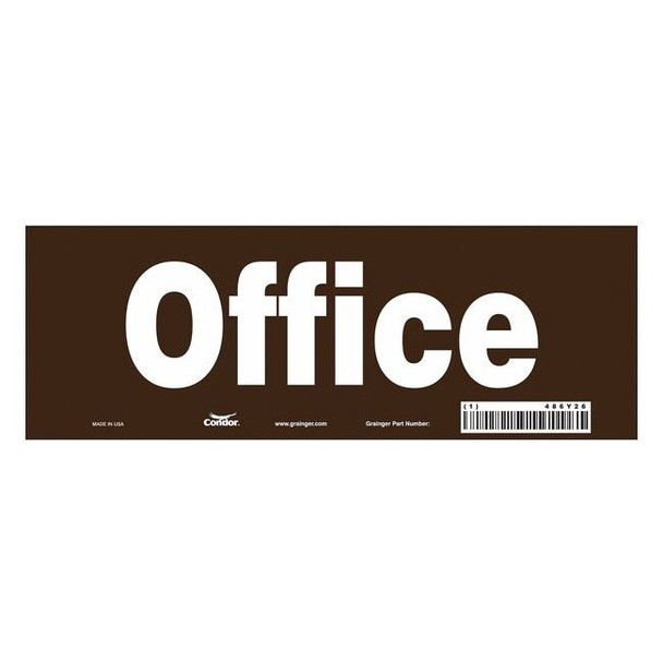 Condor OFFICE, 10 in W x 3 1/2 in H, Vertical Rectangle, Vinyl, 486Y26 486Y26