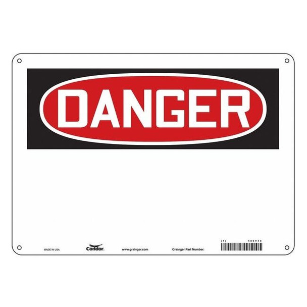 Condor Danger Sign, 14" W, 10" H, English, Aluminum, White 486V48