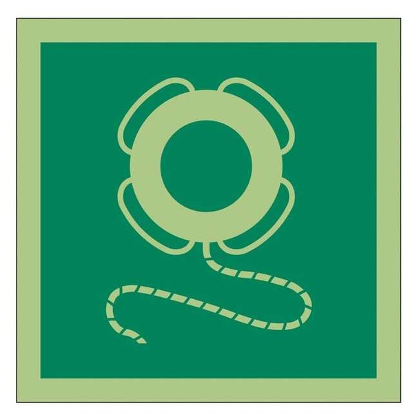 (Life Buoy With Line Symbol), 6 in W x 6 in H, Square, Vinyl, 486F66
