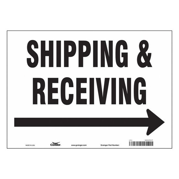 SHIPPING & RECEIVING, 14 in W x 10 in H, Horizontal Rectangle, Vinyl, 486Y67
