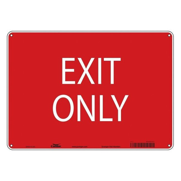 Condor Exit Sign, Aluminum, 14" W, 10" H, Exit Only, Red 486X53