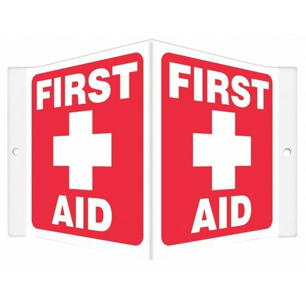 Condor FIRST AID, 8 1/2 in W x 6 in H, V-Shape Projection, PETG, 480Y30 480Y30