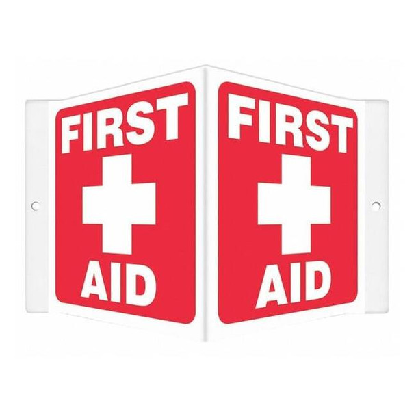 Condor FIRST AID, 8 1/2 in W x 6 in H, V-Shape Projection, PETG, 480Y30 480Y30