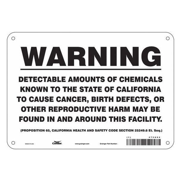 Condor Safety Sign, 7 in Height, 10 in Width, Rectangle 475U64