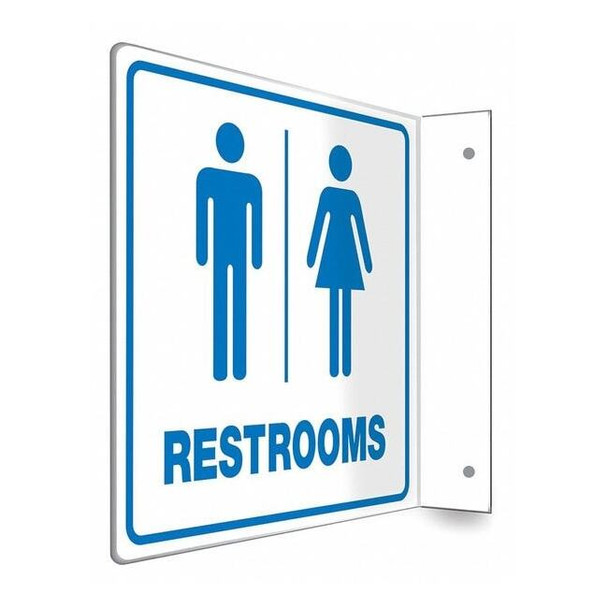 Condor RESTROOMS, 8 in W x 8 in H, L-Shape Projection, PETG, 480X95 480X95