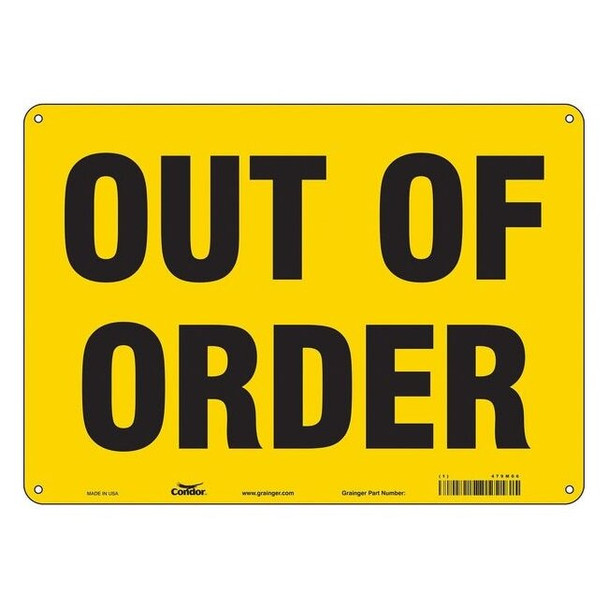 OUT OF ORDER, 14 in W x 10 in H, Horizontal Rectangle, Aluminum, 479M06