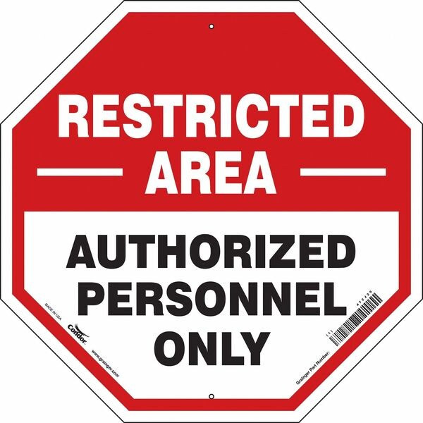 Safety Sign, 24 in H, 24 in W, Polyethylene, Octagon, English, 472J29