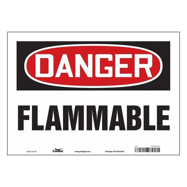 Danger Sign, 10 in H, 14 in W, Vinyl, Horizontal Rectangle, English, 478F51