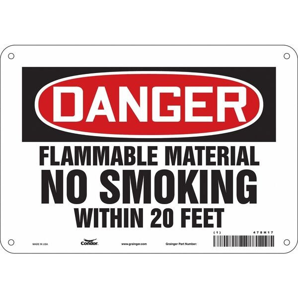 Condor Danger Sign, 7" H, 10" W,  Vertical Rectangle, English, 478H17 478H17