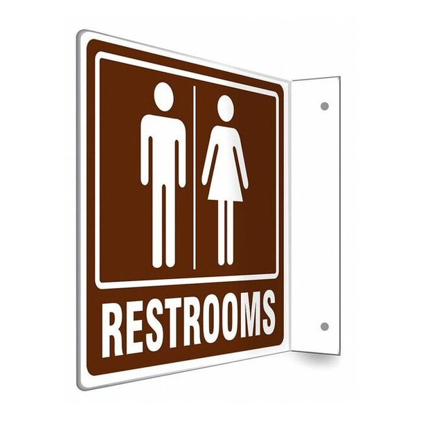 Condor RESTROOMS, 8 in W x 8 in H, L-Shape Projection, PETG, 480X97 480X97