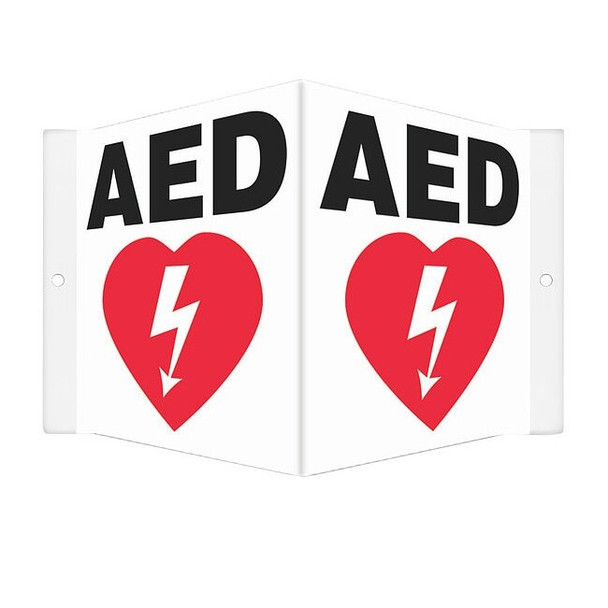 Condor AED, 8 1/2 in W x 6 in H, V-Shape Projection, PETG, 480Y21 480Y21