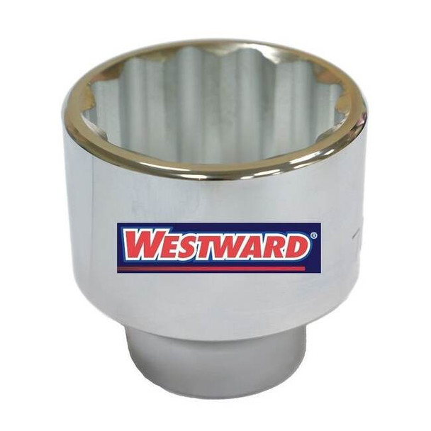WESTWARD 1 in Drive, 2-1/2" SAE Socket, 12 Points,  Steel, Chrome, 2 1/2 in