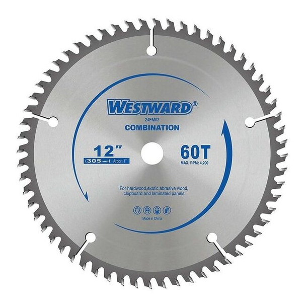 Westward 12",60-Teeth Circular Saw Blade 24EM02