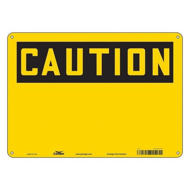 Condor Caution Sign, 14" W, 10" H, English, Plastic, Yellow 478Y72