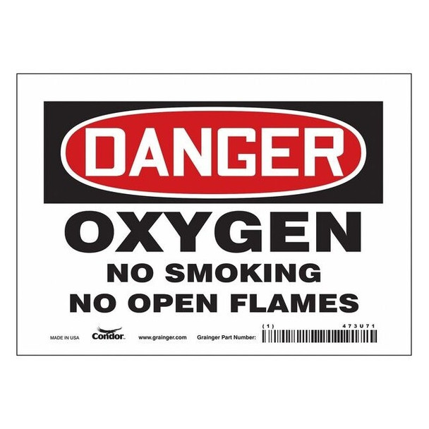 No Smoking Sign, 5 in H, 7 in W, Vinyl, Horizontal Rectangle, English, 473U71