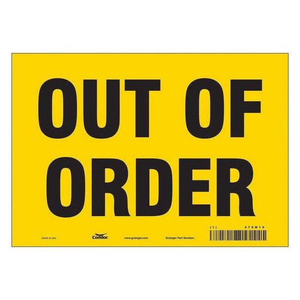 Condor OUT OF ORDER, 10 in W x 7 in H, Vertical Rectangle, Vinyl, 479M10 479M10