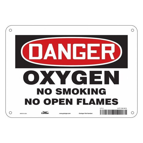 No Smoking Sign, 7" H, 10" W, Polyethylene, Vertical Rectangle, English, 473U69