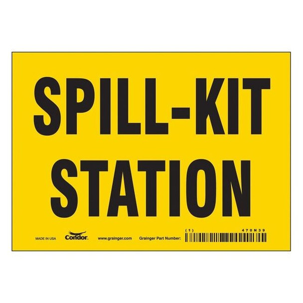 Spill Kit Station, 7 in W x 5 in H, Horizontal Rectangle, Vinyl, 470N39
