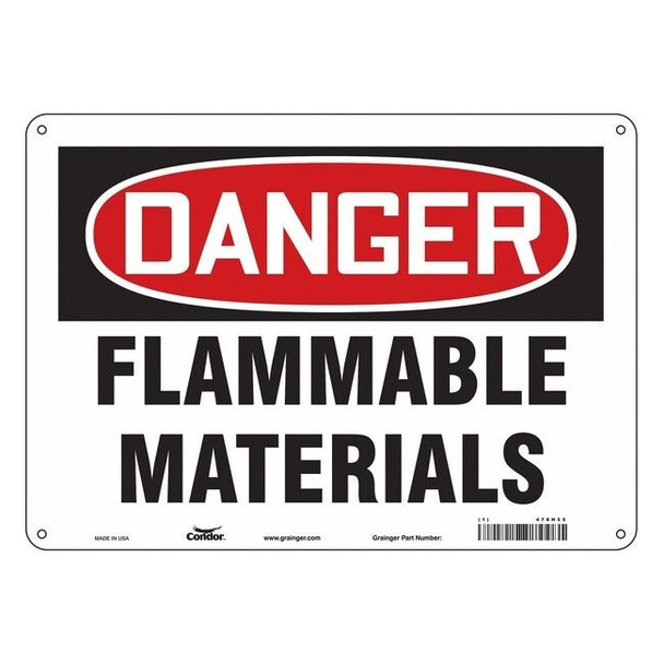 Danger Sign, 10 in H, 14 in W, Horizontal Rectangle, English, 478H55