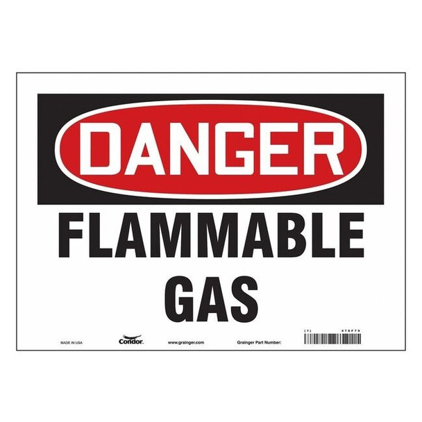 Danger Sign, 10 in H, 14 in W, Vinyl, Horizontal Rectangle, English, 478F79