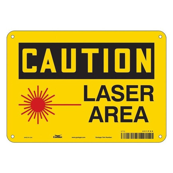 Laser Warning Sign, 7 in H, 10 in W, Polyethylene, Vertical Rectangle,451P86