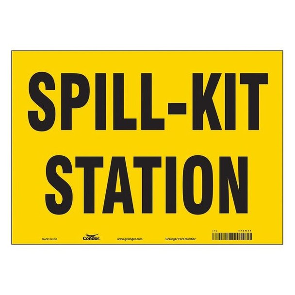 Spill Kit Station, 14 in W x 10 in H, Horizontal Rectangle, Vinyl, 470N41