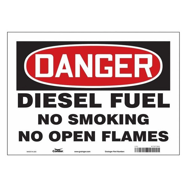No Smoking Sign, 10" H, 14 in W, Vinyl, Horizontal Rectangle, English, 473T28