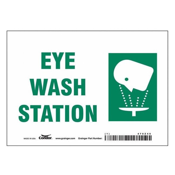 Eye Wash Station, 7 in W x 5 in H, Horizontal Rectangle, Vinyl, 470Z40