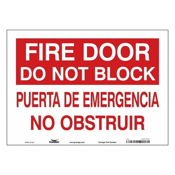 Condor Safety Sign Emergency Exit, Vinyl, 14 in W, 10 in H, White 467V93