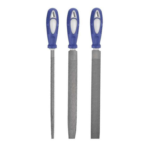 Westward Hand File Set,Bastard/Smooth,8 In L,3 Pc 10Z758