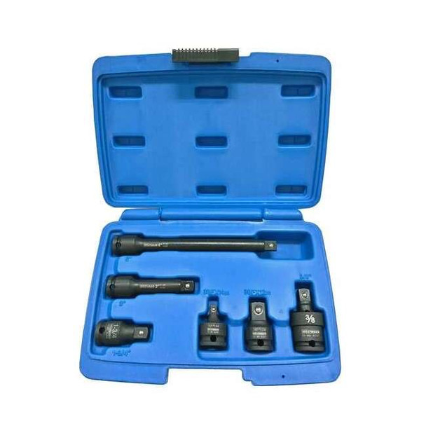 3/8" Drive Impact Adapter and Extension Set, SAE, 6 pcs, Black Oxide