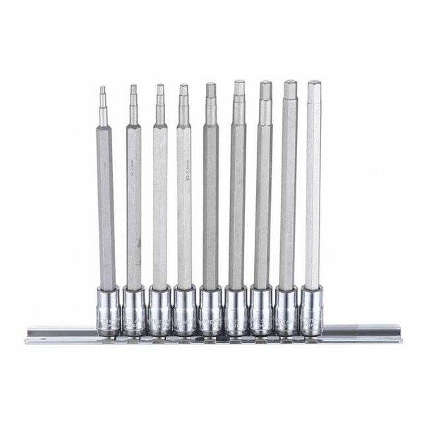 Westward 1/4" Drive Socket Bit Set, Metric, 9 pcs 54TM15