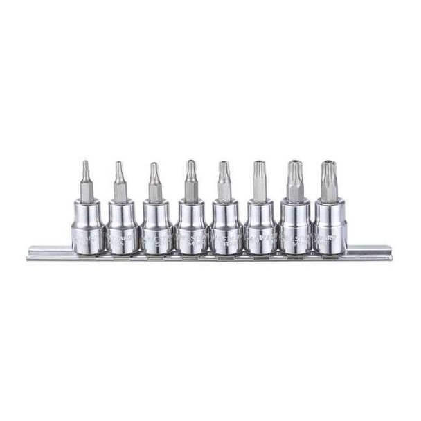 Westward 3/8" Drive Socket Bit Set, Torx, 8 pcs 54TN33