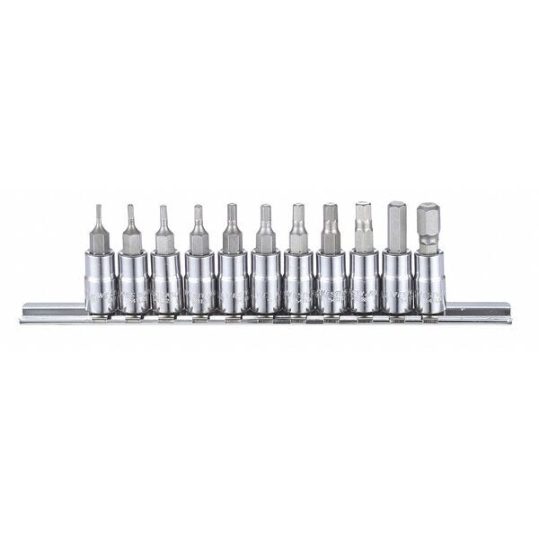 Westward 1/4" Drive Socket Bit Set, SAE, 11 pcs 54TL79