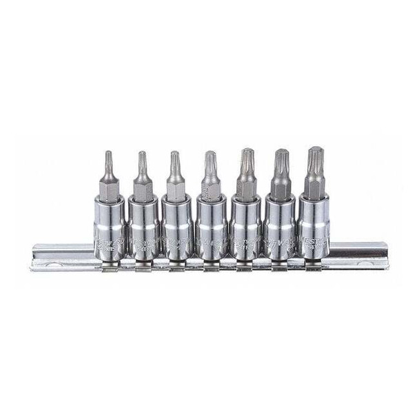 Westward 1/4" Drive Socket Bit Set, Torx, 7 pcs 54TN14