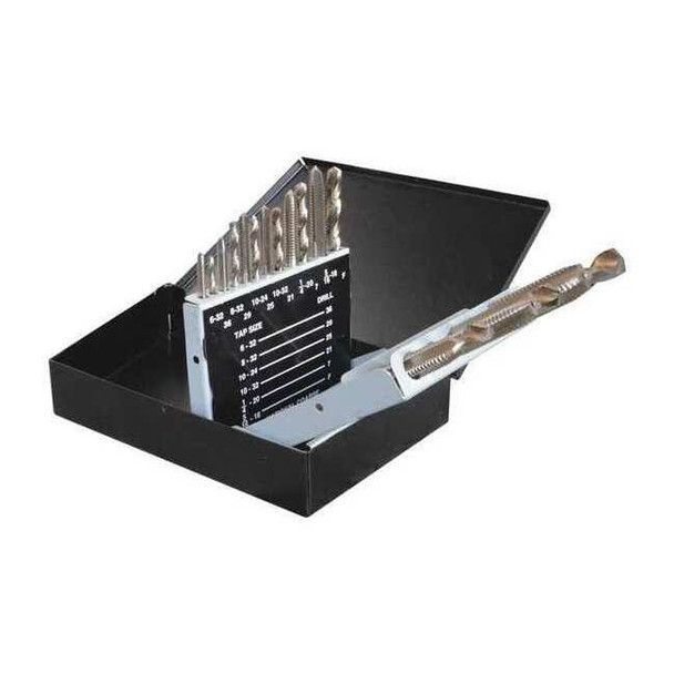 Manufacturer Varies Drill Bit and Tap Set, UNC/UNF, Plug, 18-Piece 5PXJ2