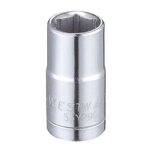 WESTWARD 1/4 in Drive, 7mm Hex Metric Socket, 6 Points,  Steel, Chrome, 7 mm