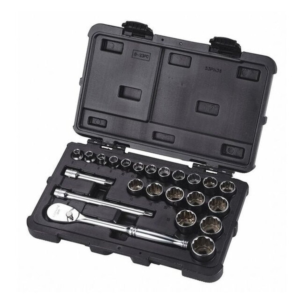 Westward 3/8" Drive Socket Set Metric 23 Pieces 6 mm to 25 mm , Chrome 53PN36