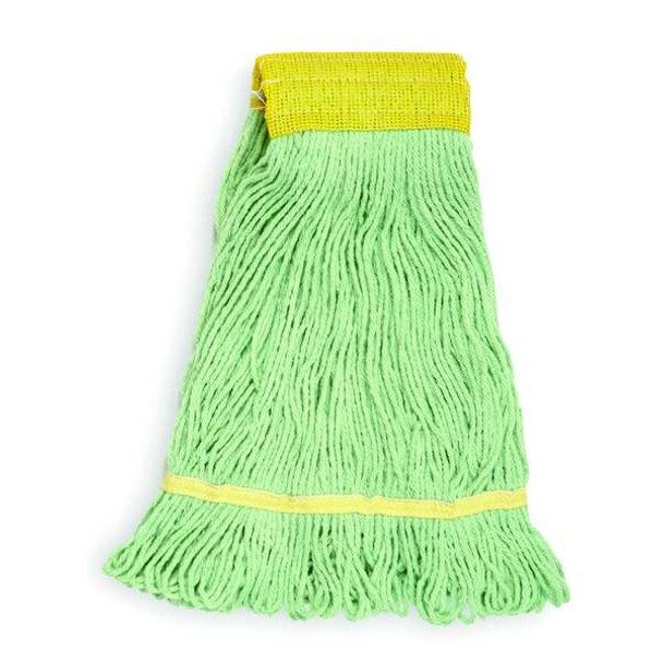 5 in String Wet Mop, 26 oz Dry Wt, Side Gate Connection, Looped-End, Green, PET