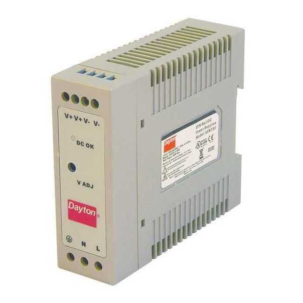 Dayton DC Power Supply, 90/264V AC, 24V DC, 50 W, 2.1 A, DIN Rail 33NT20