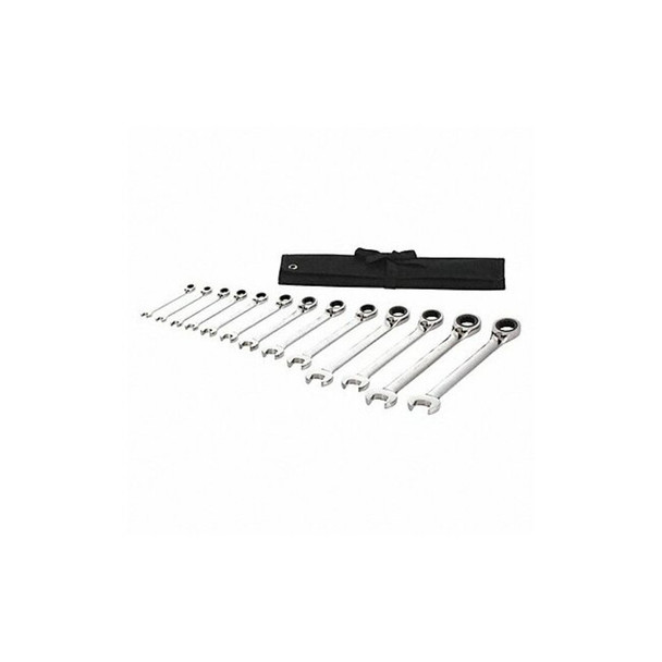 Westward Ratcheting Wrench Set, SAE, 5/16 in to 1 in Head Sizes, 13-Piece 54DG32