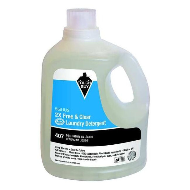High Efficiency Laundry Detergent, 210 oz Jug, Liquid, Unscented, Clear