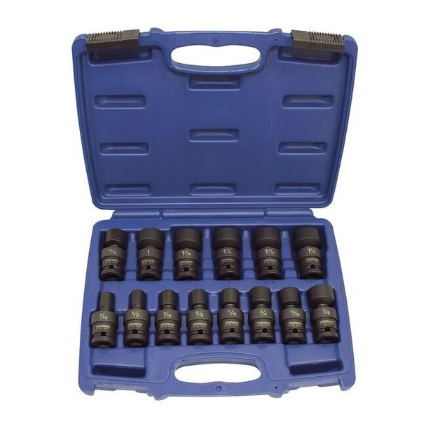 Westward 1/2" Drive Impact Socket Set, SAE, 14pcs 4PRH5