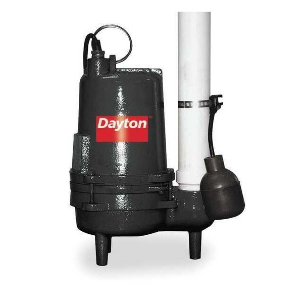 Dayton 1/2 HP 2 in. Auto Submersible Sewage Pump 115V Tether 3BB88